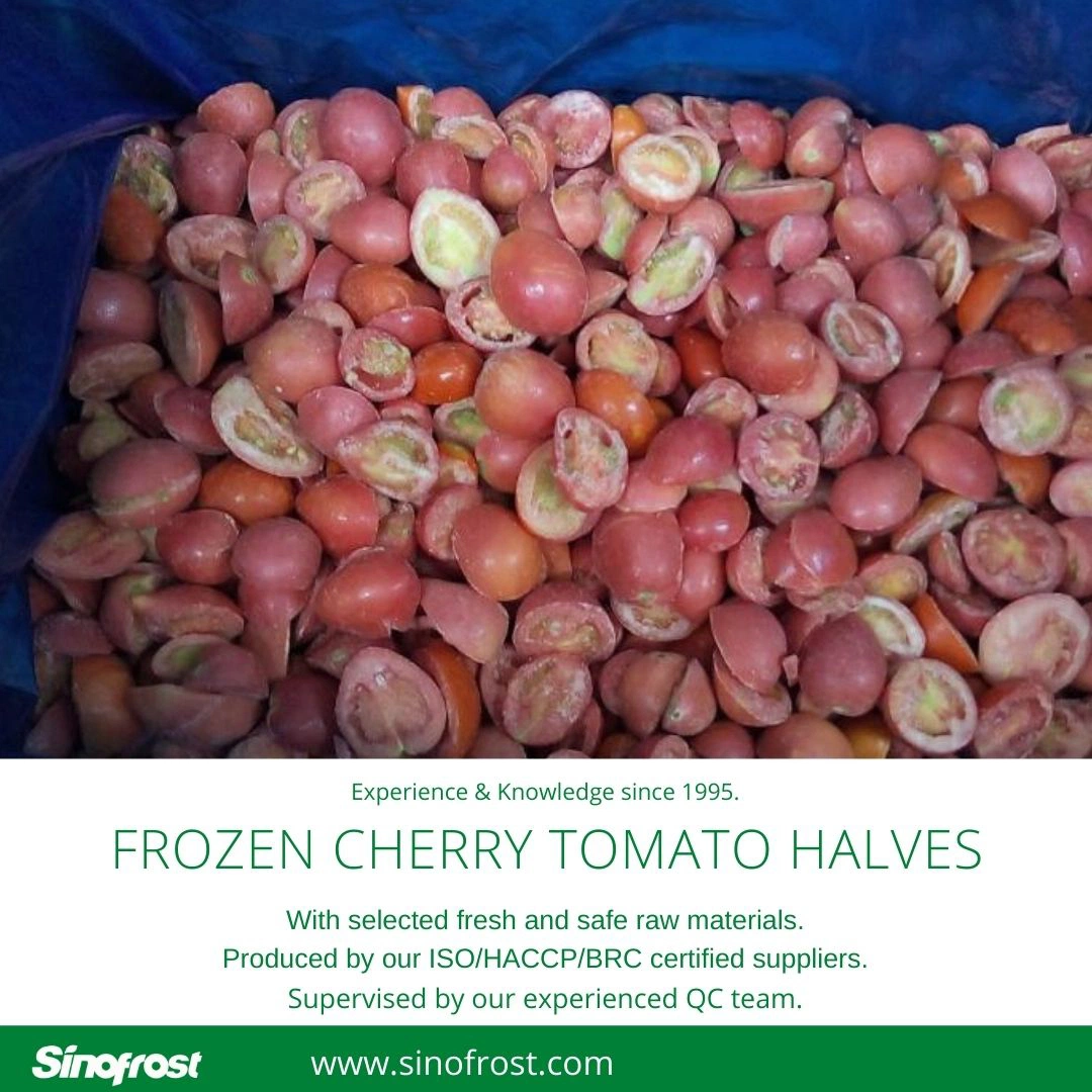 Tomate Cherry congelado IQF, tomate cherry, Totalidades/mitades en rodajas//dados, la norma ISO/sistema de HACCP y Brc/Halal y Kosher