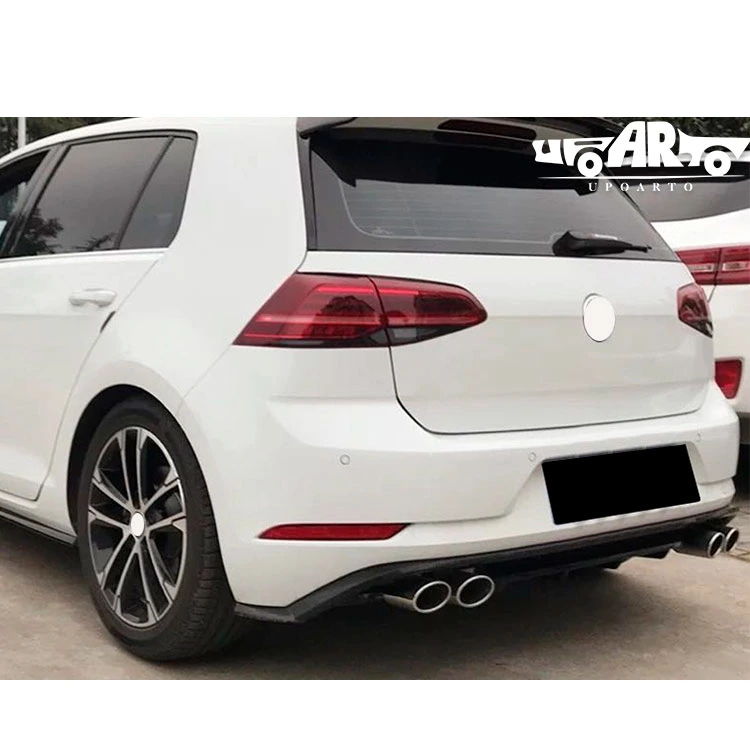 ABS Plastic Carbon Fiber Left and Right Dual Exhaust Pipe Car Rear Diffuser Rear Bumper Lip for VW Golf 7 Gti Mk7 Gti 2012-2017