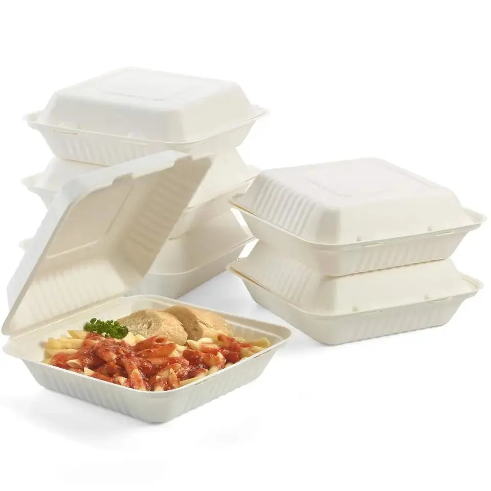 Lunch Box 8" x 8" 1-C Box embalagens descartáveis e 100% de produtos biodegradáveis