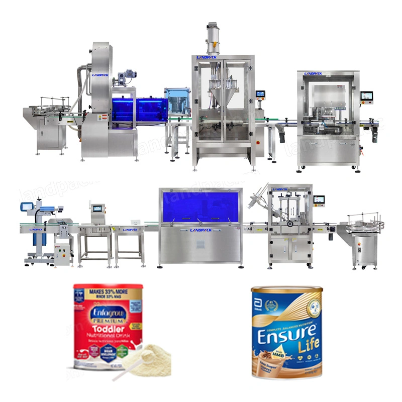 Automatic Bottles Tins Cans Capping and Filling Line Milk Powder Washing Powder Packing Packaging Machine
