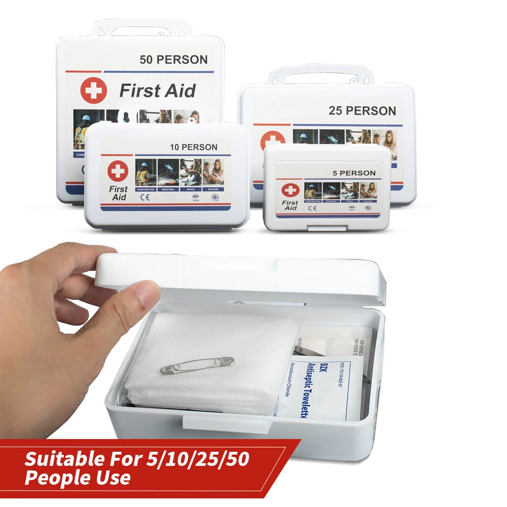 Custom Printed Small Plastic First Aid Kit Box Case for 100 People Wound Protect Life in Kitchen