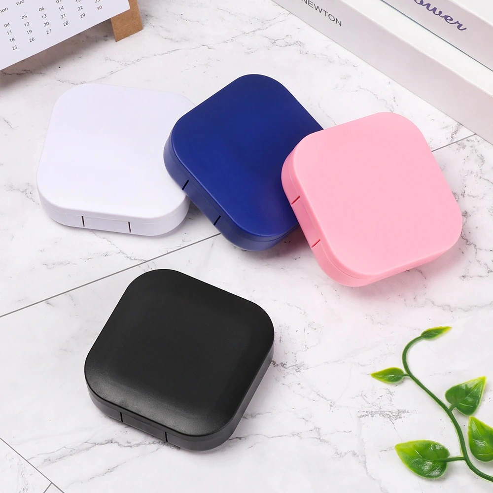 1PC Contact Lens Case Square Travel Portable Solid Color Lens Cover Container Holder Storage Soaking Box Fashion Accessories Contact Lens Case