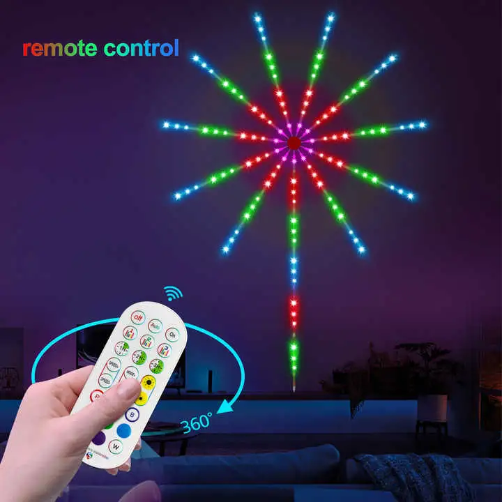 Luz LED de fuegos artificiales de colores para Navidad con control remoto