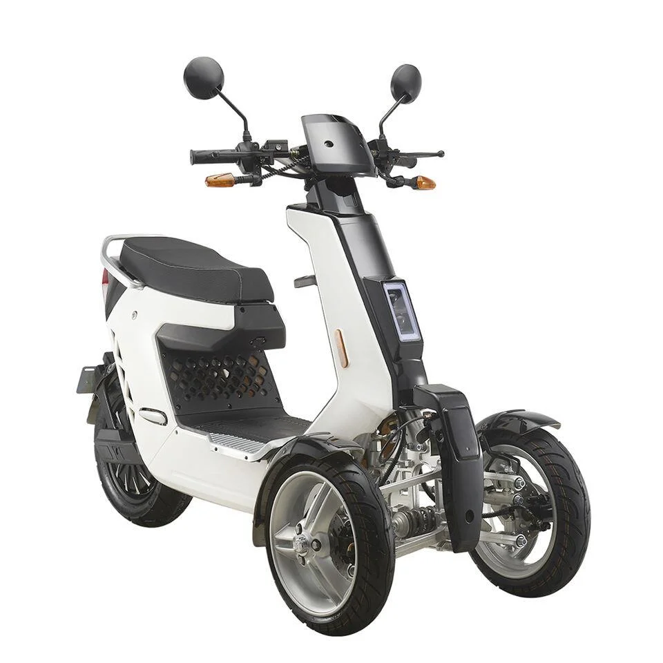 00: 20 10 Inch Fashion Retro Vespa Handicapped Obese Person Auxiliry Reverse Gear Three Speed Rear Drive ABS Plastic Electric Tricycle