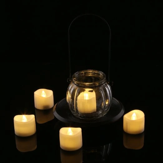 Operated Flameless LED Tea Light for Seasonal & Festival Celebration, Pack of 12, Electric Fake Candle in Warm White and Wave Open