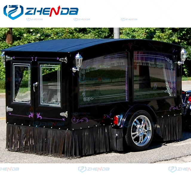 2023 American Popular Funeral Horse Drawn Buggy Glass Covered Morden Style Motorcycle Hearse Funeral Trailer