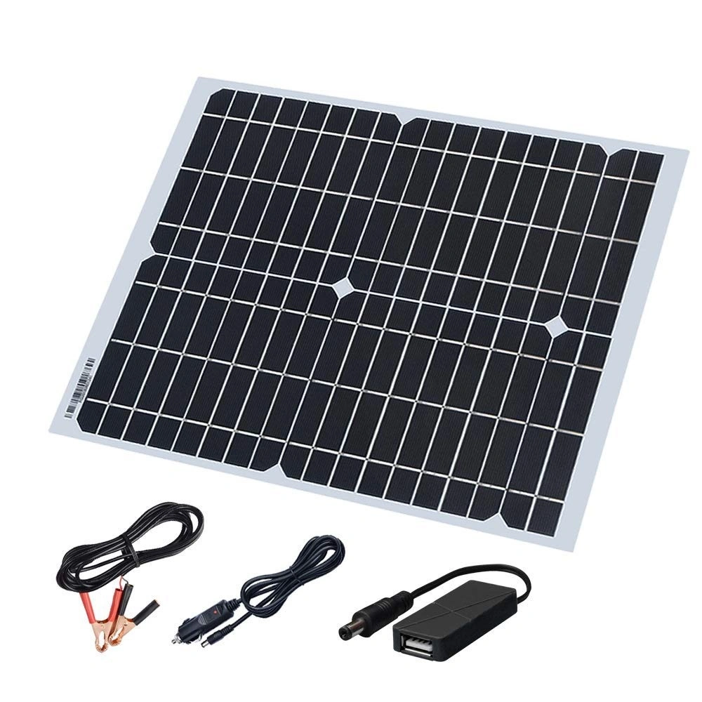 Solarparts 20W 18V Flexible Mono Solar Panel with DC USB Applicable for Motor/Boat/LED/Mobile Phone/Tent/Outdoor Backpacks 12V Battery Charging