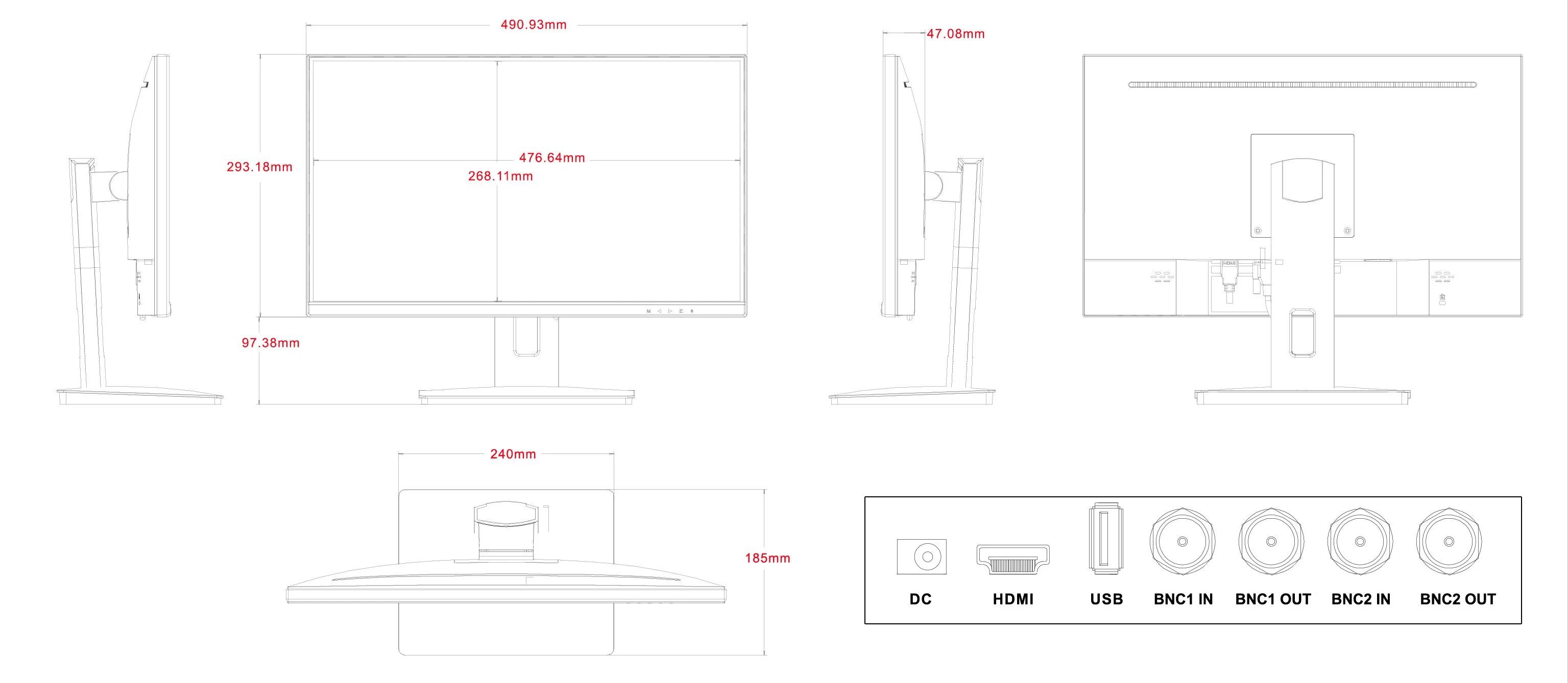 Analog Signal BNC in/out 22-Inch Monitor High quality/High cost performance 