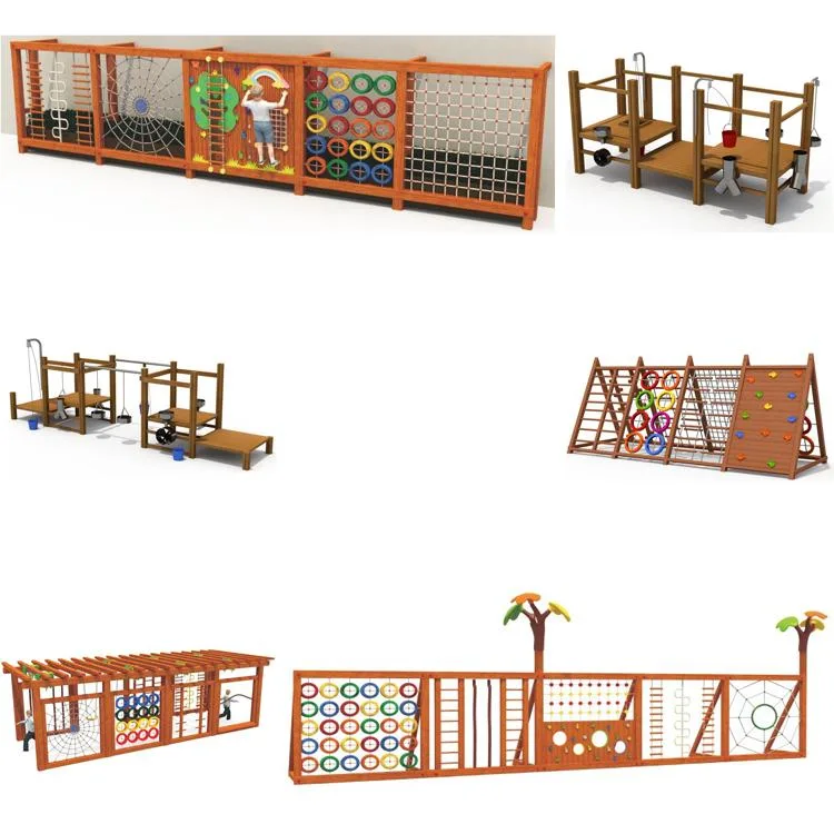 MP20-009 Wooden Playground Kids Wooden Amusement Equipment Outdoor Combination Wooden House