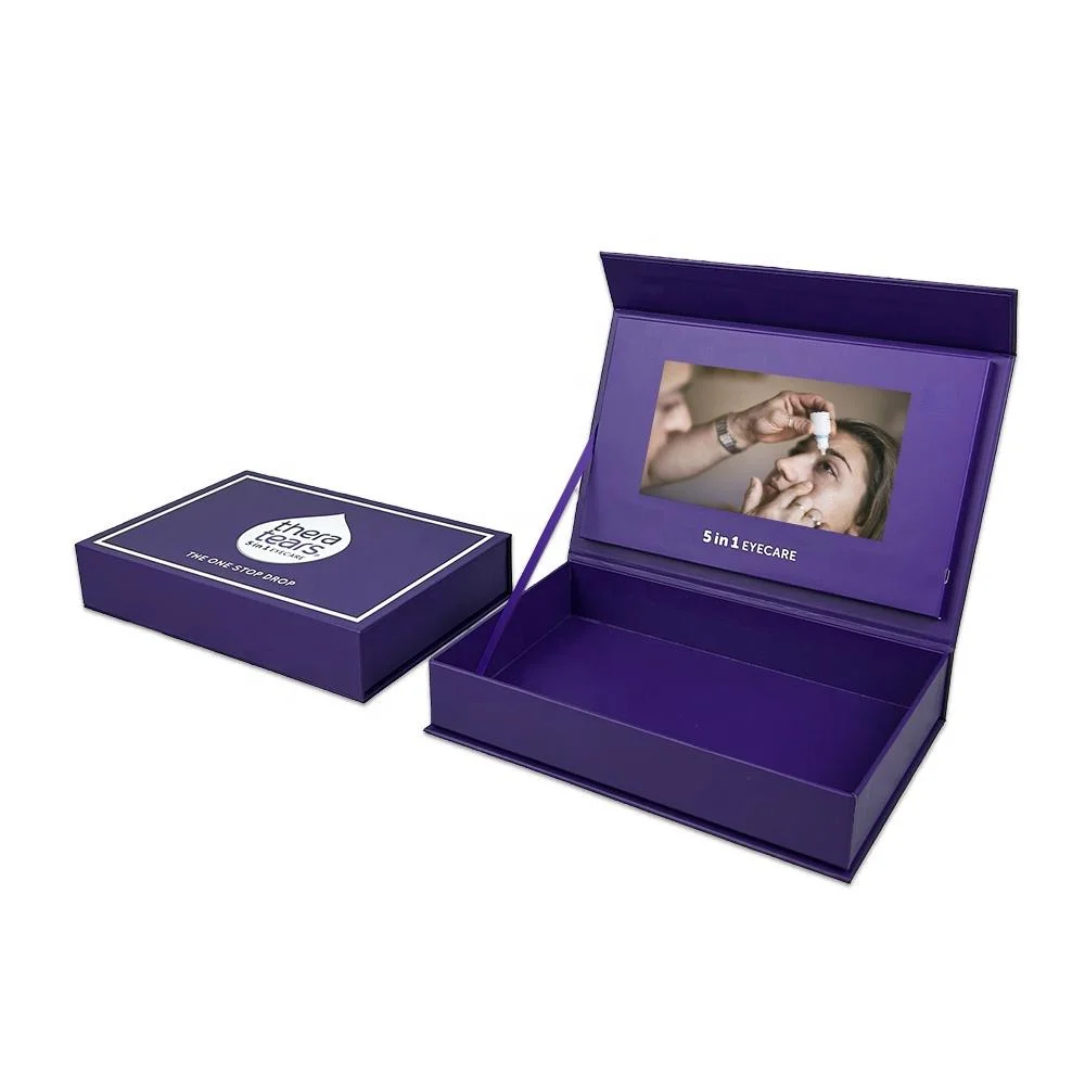 Kundenspezifischer Luxus Rechteckige Schwarze Verpackung Box 7 Zoll Video Foto Präsentationsbox für Geschenkkosmetik Schmuck Business