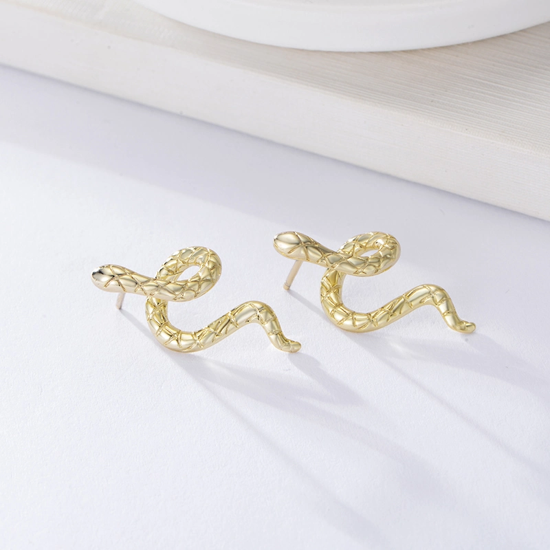 Fashion Trendy Design Brass Gold Plated Personalized Snake Drop Earring for Woman