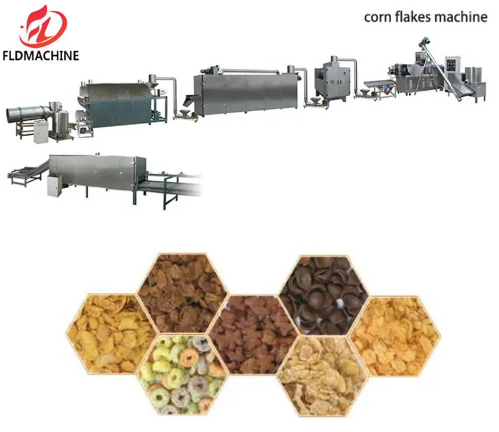 Automatische Frühstück Müsli Kakao Pops Flocken Cornflakes Chips Maschine Produktionslinie