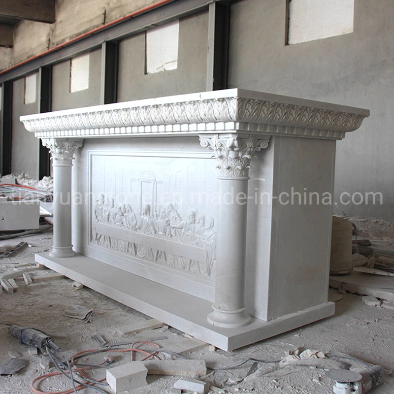 Hand Carved Natural Marble Stone Church Pulpit Altar Table