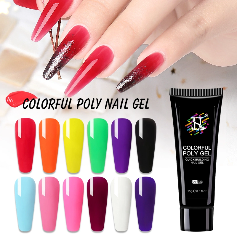 HS OEM Private Label Nail Art 15ml Acrylic Colorful Poly Nail Gel Nail Extension for Wholesale/Supplier