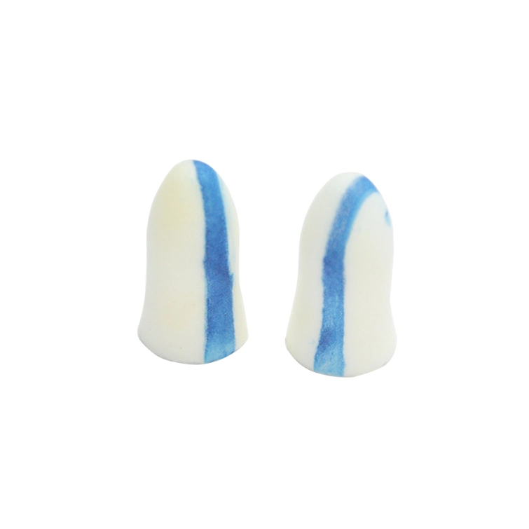 White and Blue Multi Color Bell Shape PU Foam Earplug Without Nylon or Plastic Cord 34dB Snr