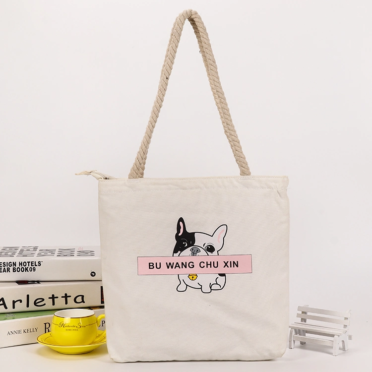 Ecological Canvas Promotional with Jute Rope Handle Cotton Shopper Tote Bag