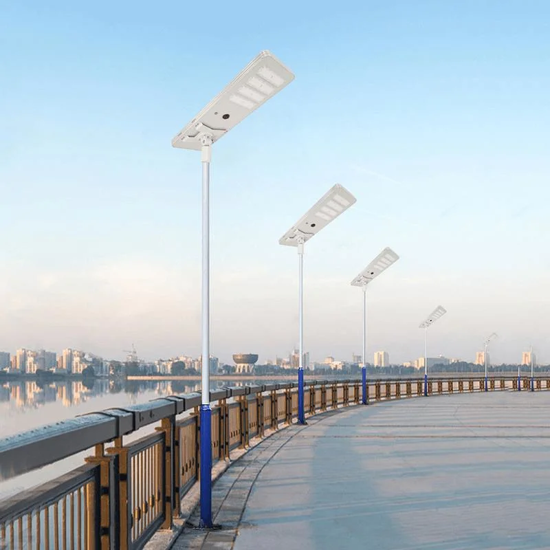 Fabricado en China 100W esquina redonda de aluminio una pieza Solar Street Tiempo de carga de la luz 5-6h 12 horas de iluminación