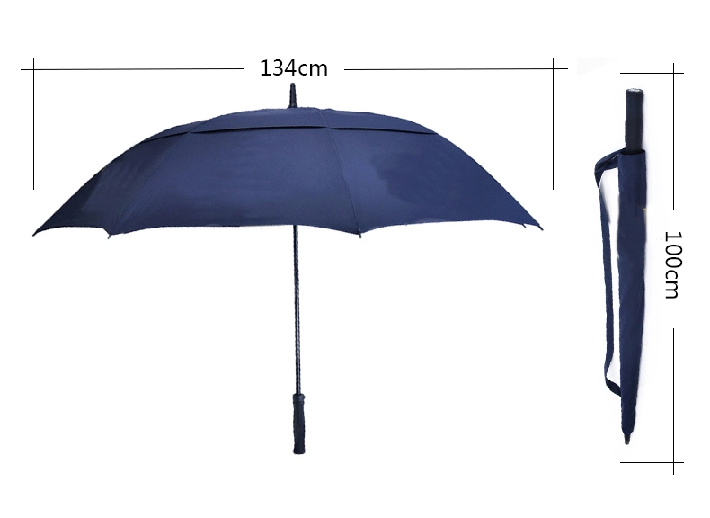 Ventilation Wind Resistant Golf Umbrella with Straight Auto Open and Shoulder Bag