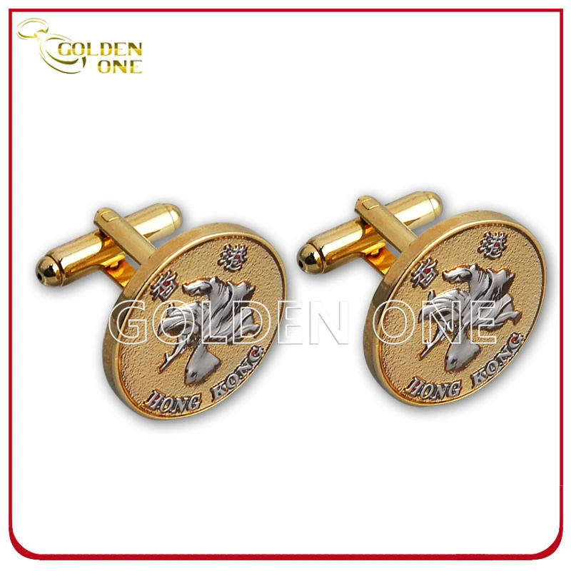 Factory Supply Personalized Metal Embossed Gold Plated Cufflink