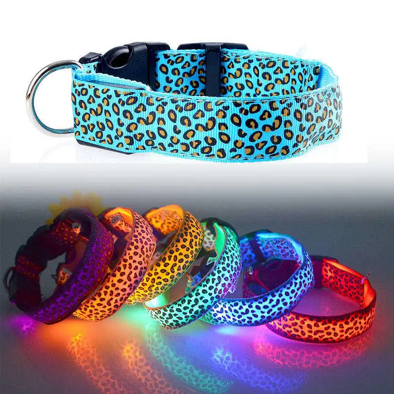 Print LED Light Pet Collar Safety USB Rechargeable Glowing Dog Collar