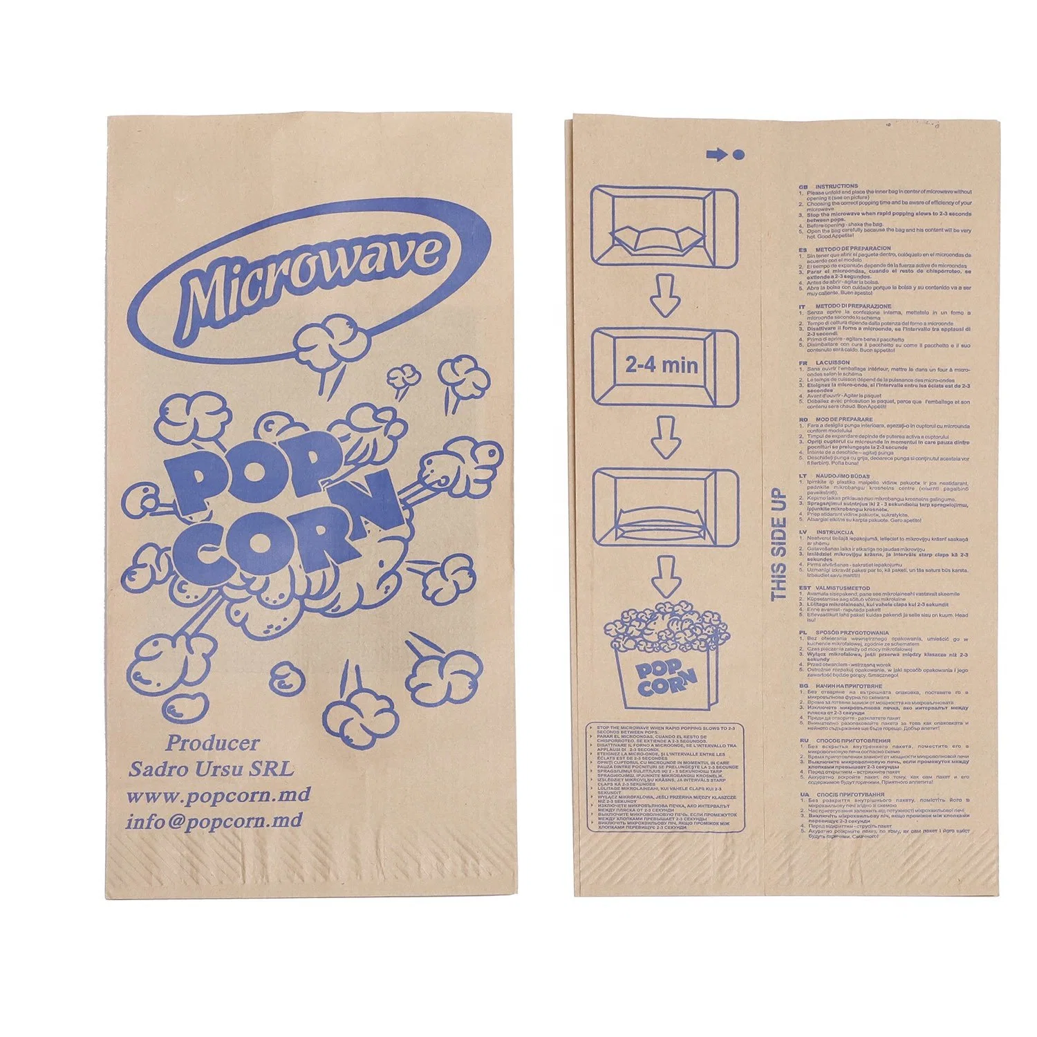 Food Packaging Pfas Free High-Quality Paper Bags Heating Explosion-Proof Fluorine-Freemicrowave Popcorn Packing Bag