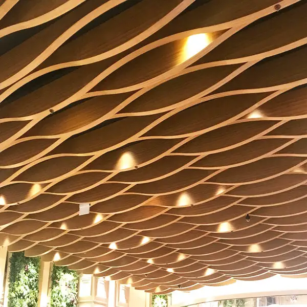 Curved Ceiling Design Custom Aluminum Fireproof Wave Baffle Ceiling Tile for Interior Wall Roof Decoration