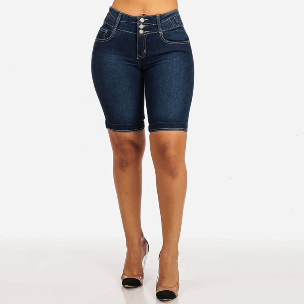 Mamá Jeans Summer Plus Size corto pantalones cortos denim moda