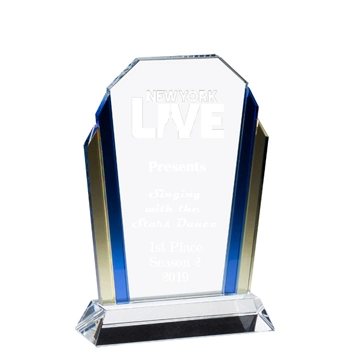 Blue Wave Crystal Wave Cup Trophy Awards with Black Base