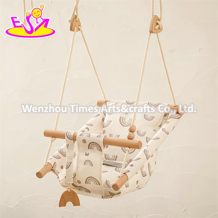 Indoor Outdoor Furniture Baby Wooden Hanging Swing Chair with Safety Belt W01d267