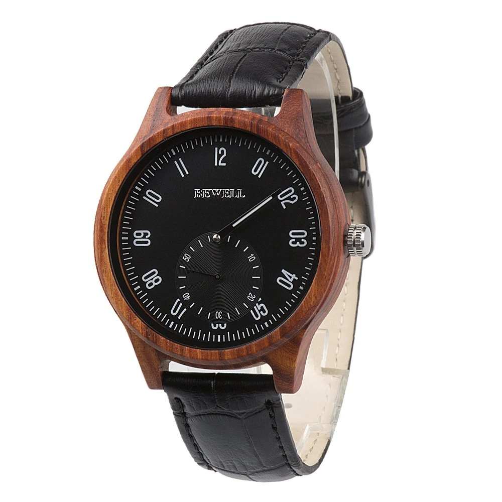 Nueva banda de cuero exclusivo reloj de madera de bambú y minimalista ver