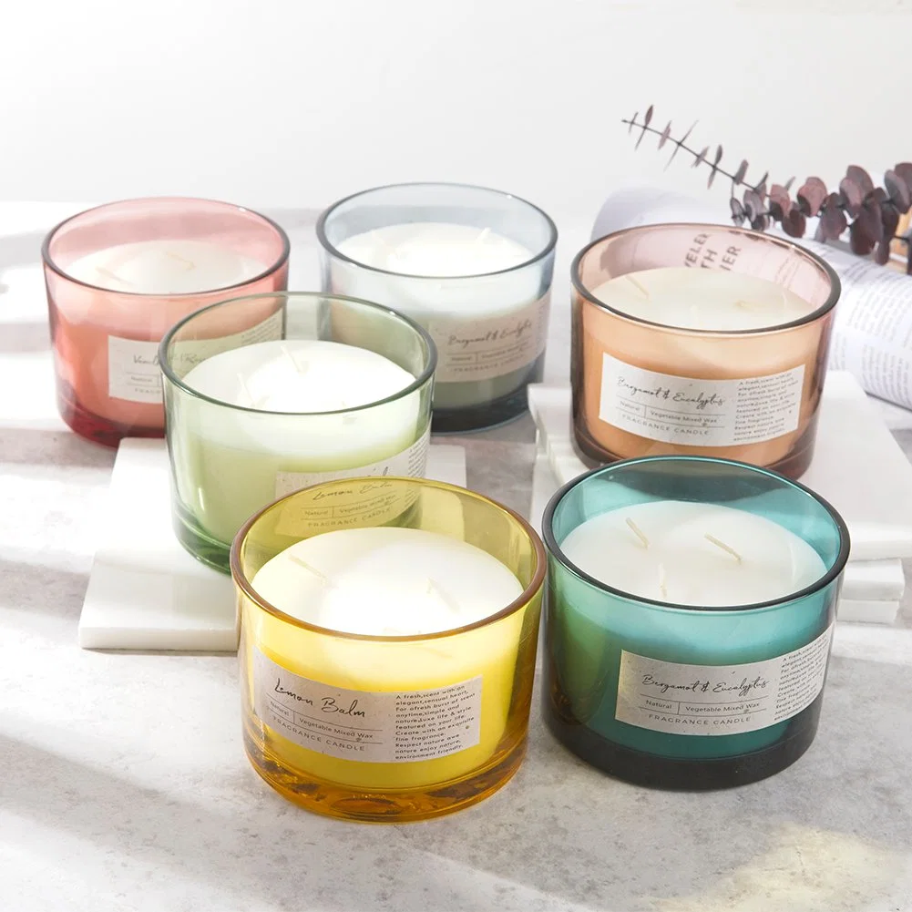 Commerce de gros de l'aromathérapie personnalisée de luxe personnalisées verre Home Usescented Chandelles de cire de soja