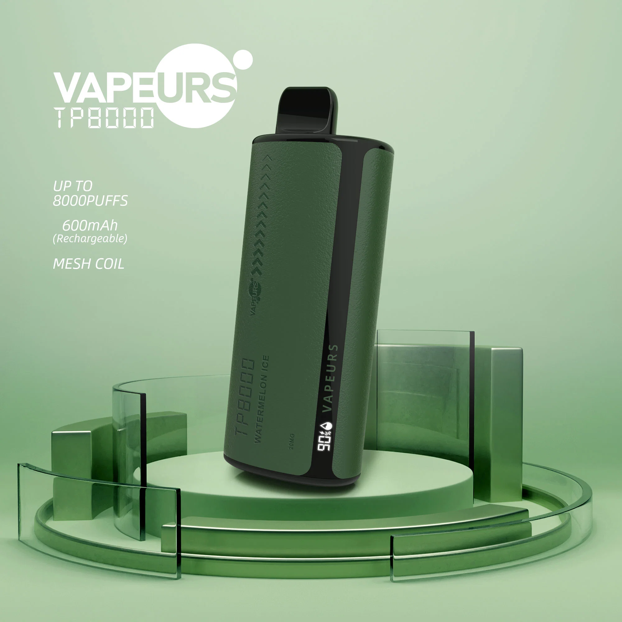 VAPE VAPE desechable VAPE lápiz Vapeurs 8000 Puff Digital Mostrar 2% 5% fumar nicotina VAPE E Cigarette