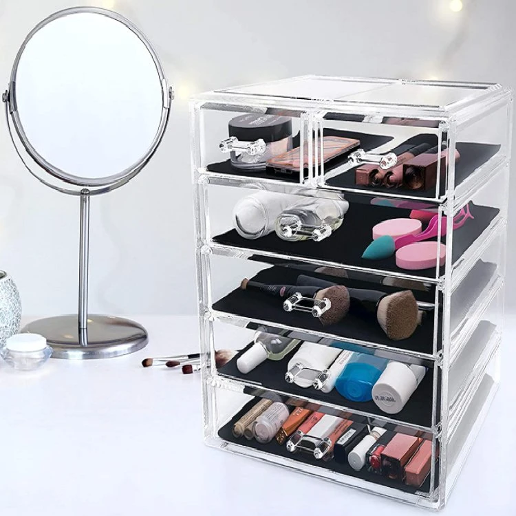 Custom Logo Luxury Makeup and Lipstick Cosmetic Packaging Drawer Organizer Storage Clear Transparent Acrylic Boxes