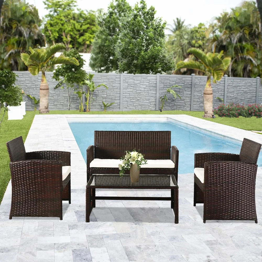 Muebles de Exterior sofá y mesa de comedor Jardín mimbre Rattan PE