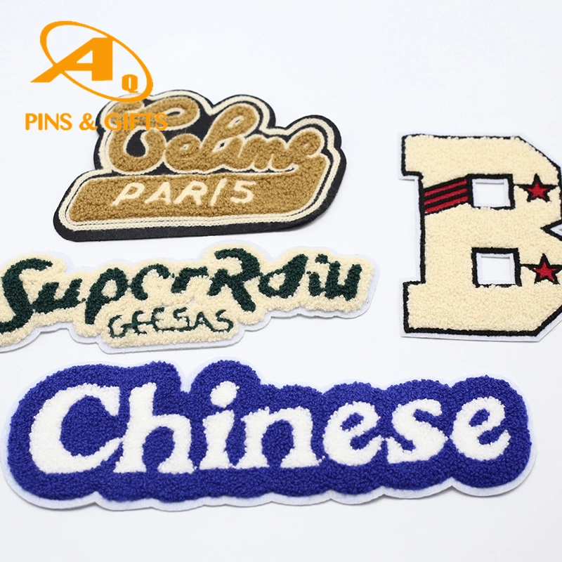 3D Chenille Embroidery Badge Iron on Towel Custom Wholesale Large Small Chenille Patches by Antom Enterprises for Hat