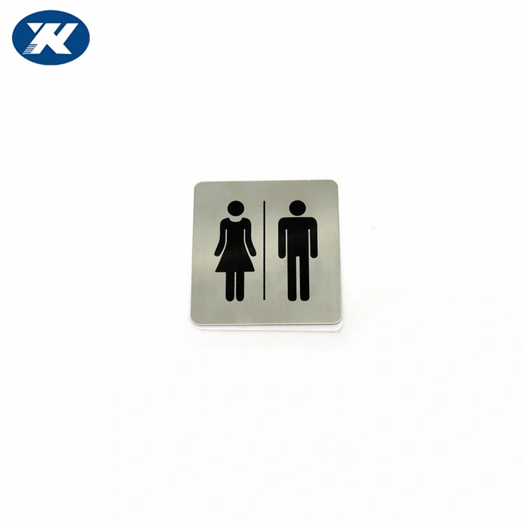 Outlet Brushed Stainless Steel Self-Adhesive Wc Bathroom Woman Man Door Sign Toilet Plate