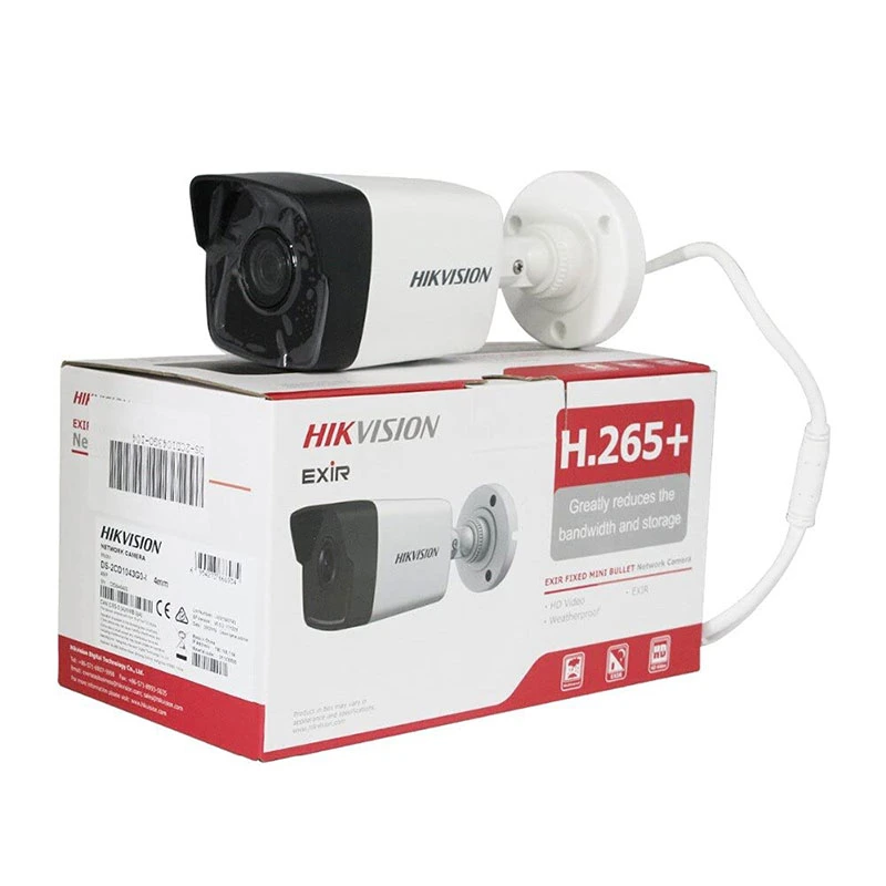 4MP IP Camera Ds-2CD1043G0-I H. 265+ Water Dust Resistant IP67 Built in Mic Poe Security Camera