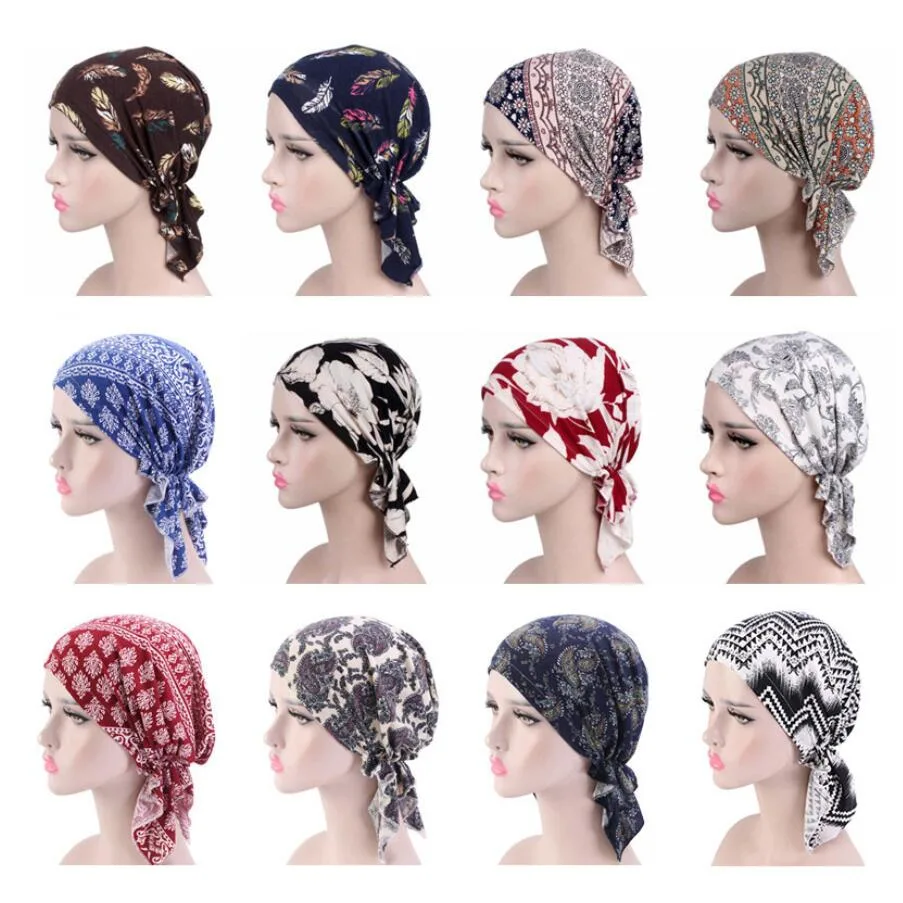 Women Turban Flower Pattern Cotton Fashion Head Wear