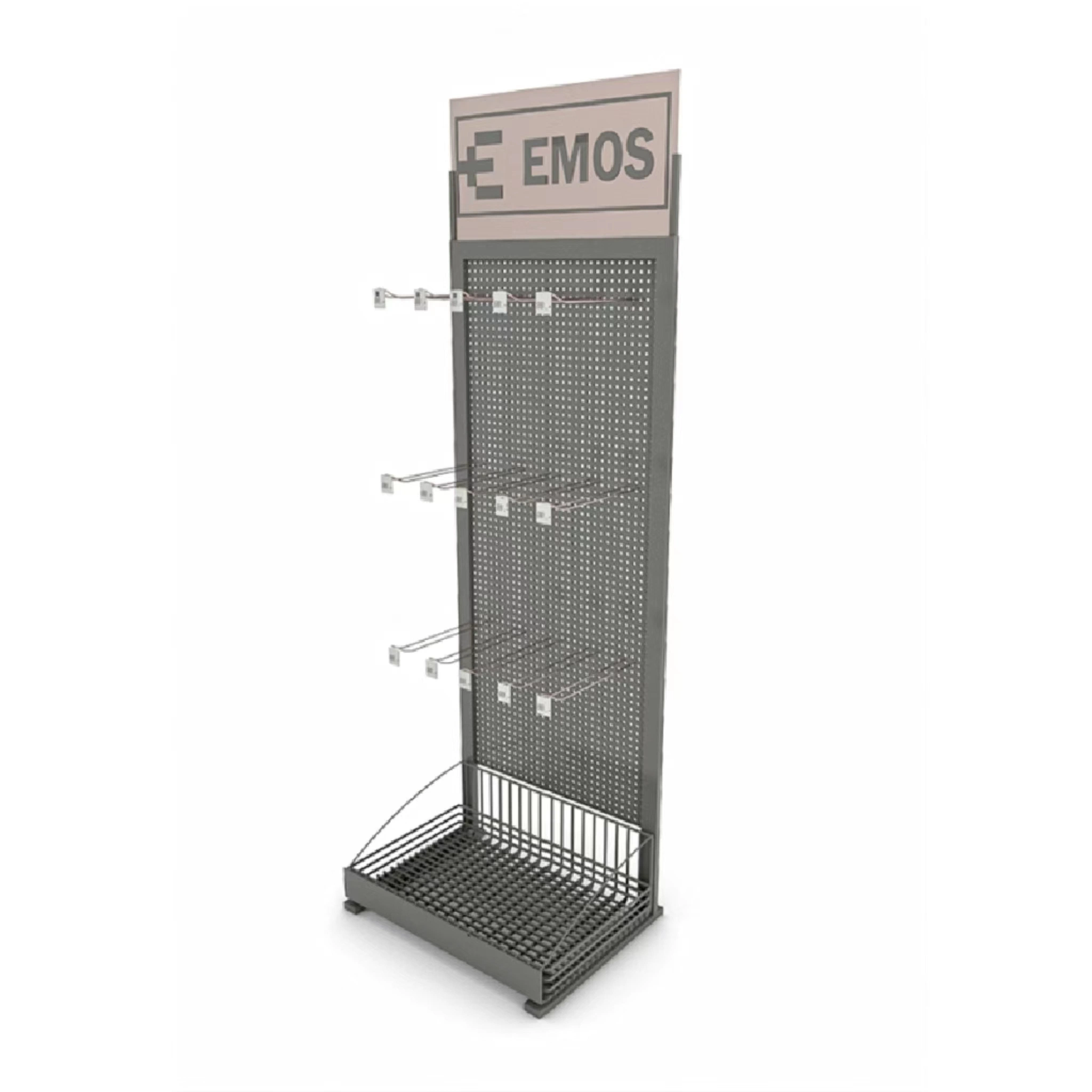 High quality/High cost performance Customized Floor Standing Metal Pegboard Display Stand for Mobile Accessories