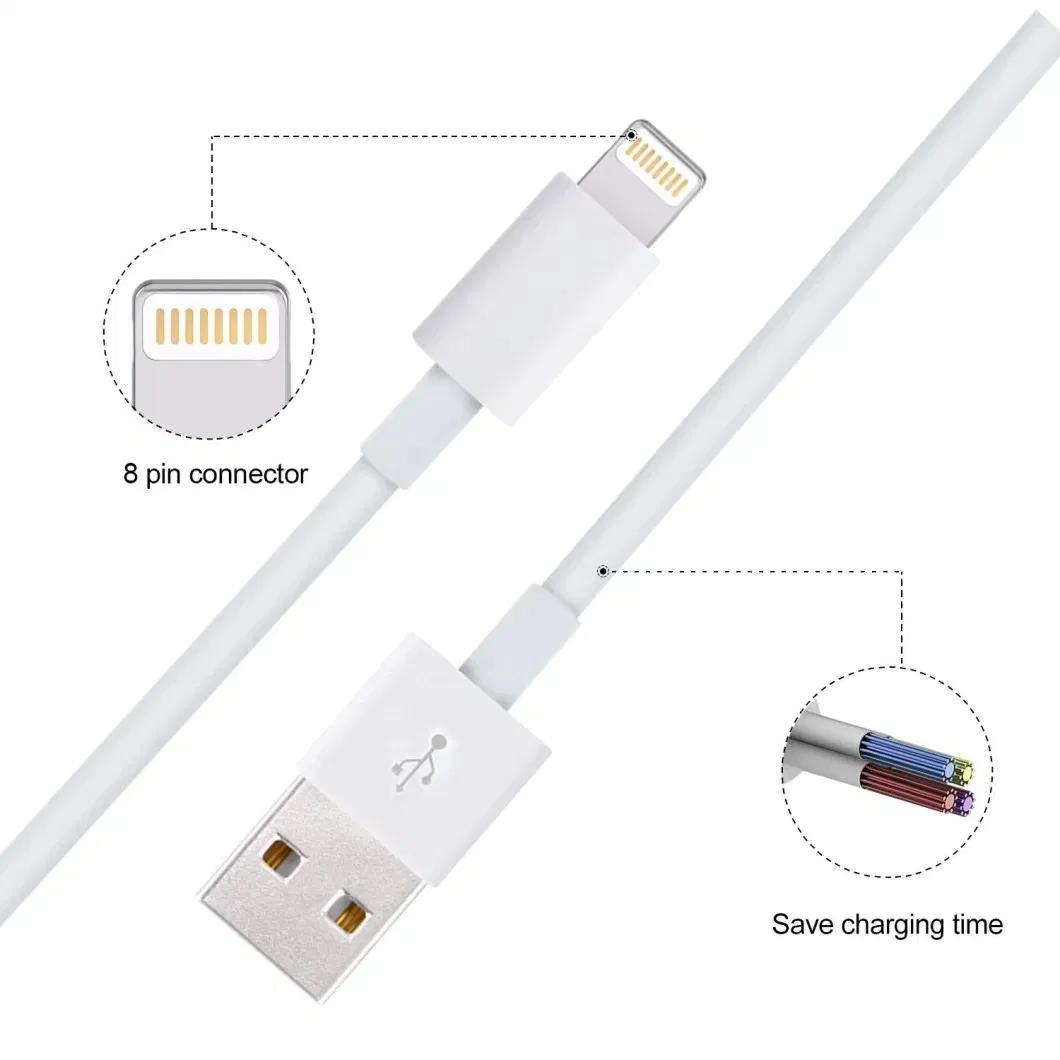 Cable de datos del teléfono móvil 2,4A USB I cable de datos del teléfono Cargador rápido de fábrica para I Phone cable de datos USB alto Cable de datos de calidad Lightning USB