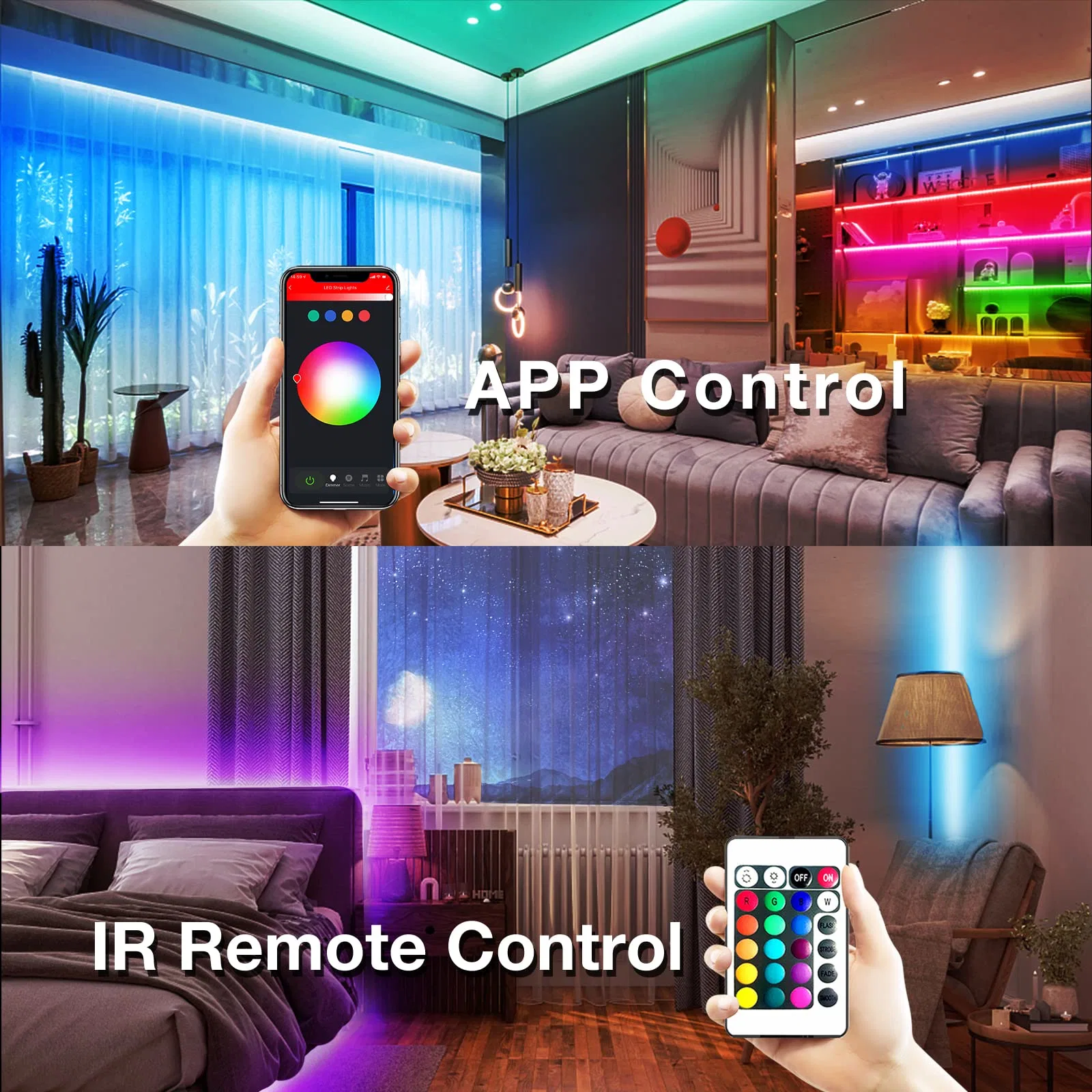 ضوء LED WiFi مضبوط مع صوت ذكي مقاوم للمياه Epoxy ملون شريط الإضاءة