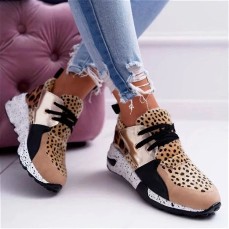 Fashion Platform Ladies Shoes 2023 Latest Leopard Casual Footwear Large Size Women Sports Shoe