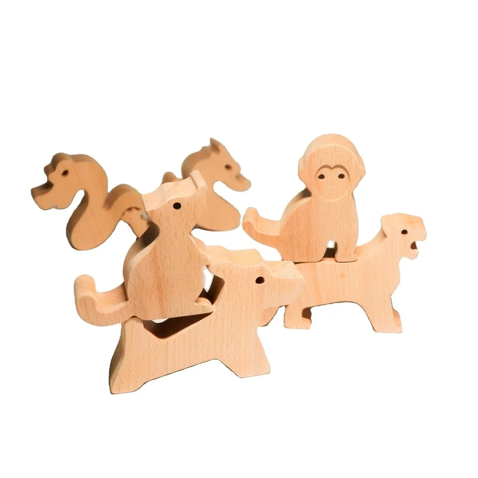 Zodiac Wooden Animals Multi-Functional Wooden Figurines Mobile Phone Holders Wooden Crafts for Home Decoration