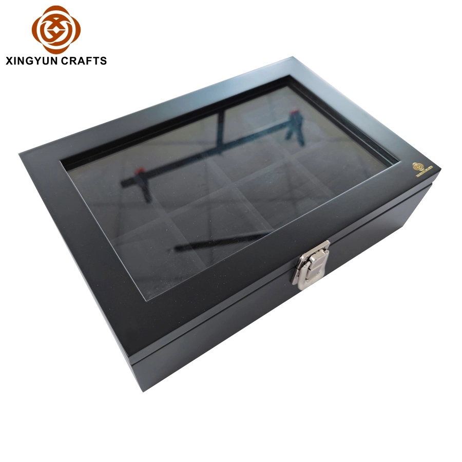 Black Matte Wooden Watch Box Wood Window Packing Gift Box Wholesale/Supplier Package Box