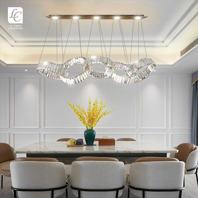 La décoration intérieure de style contemporain lustre Hotel Villa Mall de Luxe Bague pendentif cristal lampe LED