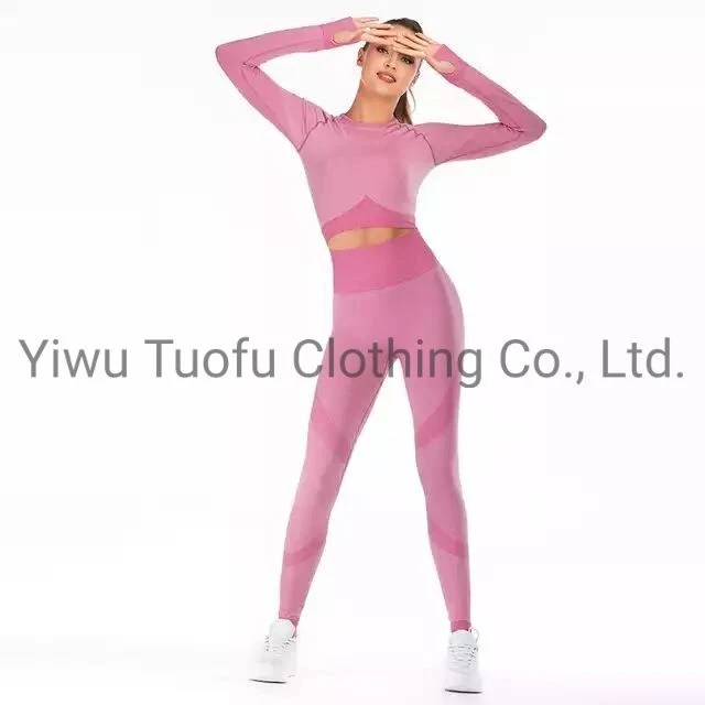 Salle de gym Vêtements taille haute Yoga définit la condition physique de l'exécution de l'habillement Scrunch Rose Butt jambières Sportswear transparente de levage