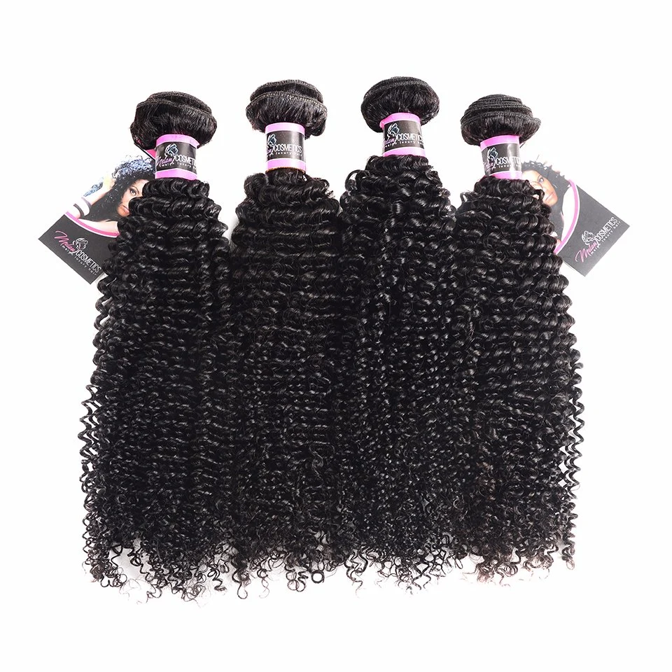 Popular Style 100% Brazilian Virgin Curly Wave Human Hair Weft Natural Black Remy Hair Products