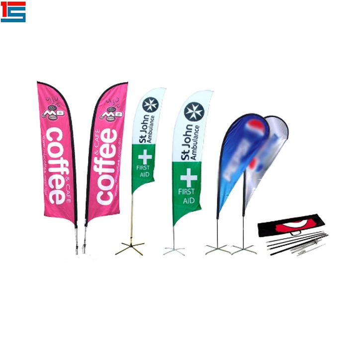 Custom Feather Flag publicidade Bandeira Super mercado equipamentos de anúncios