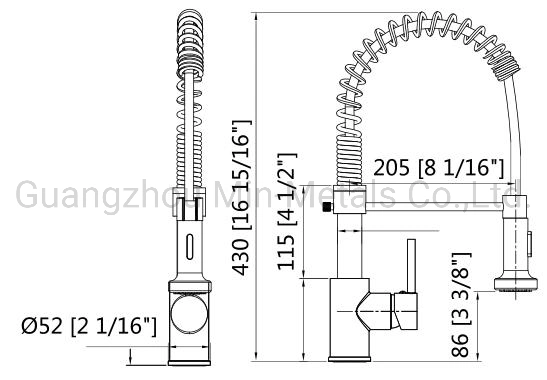 Brass Single Handle Spring Pull Down Pull out Sprayer Kitchen Faucet Hj-82h07-S