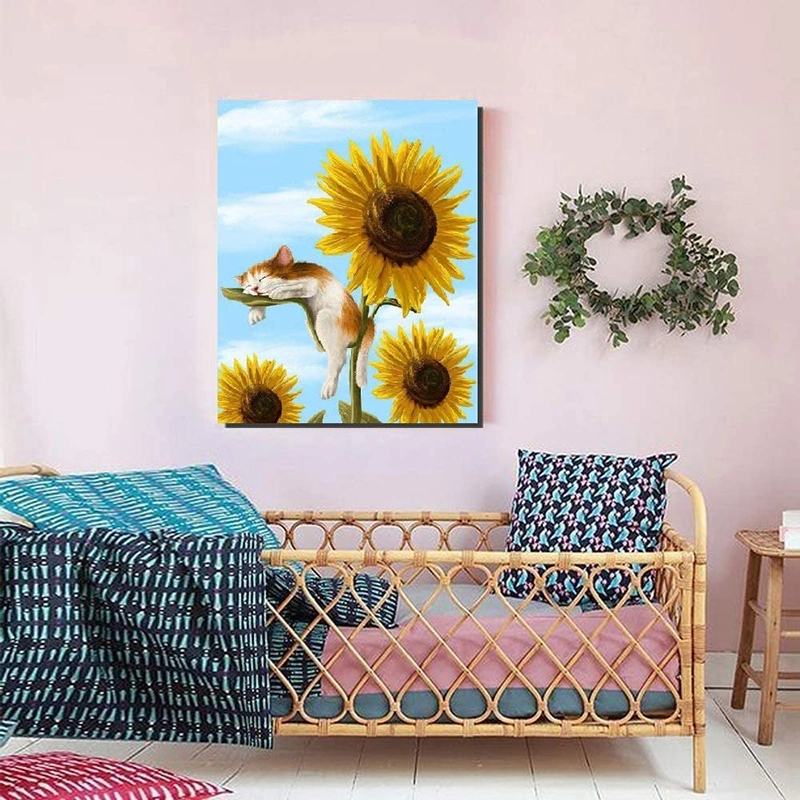 The Best Short Lint Canvas Sunflowers Wholesale/Supplier 5D Diamond Painting with Round and Square Resin Stones